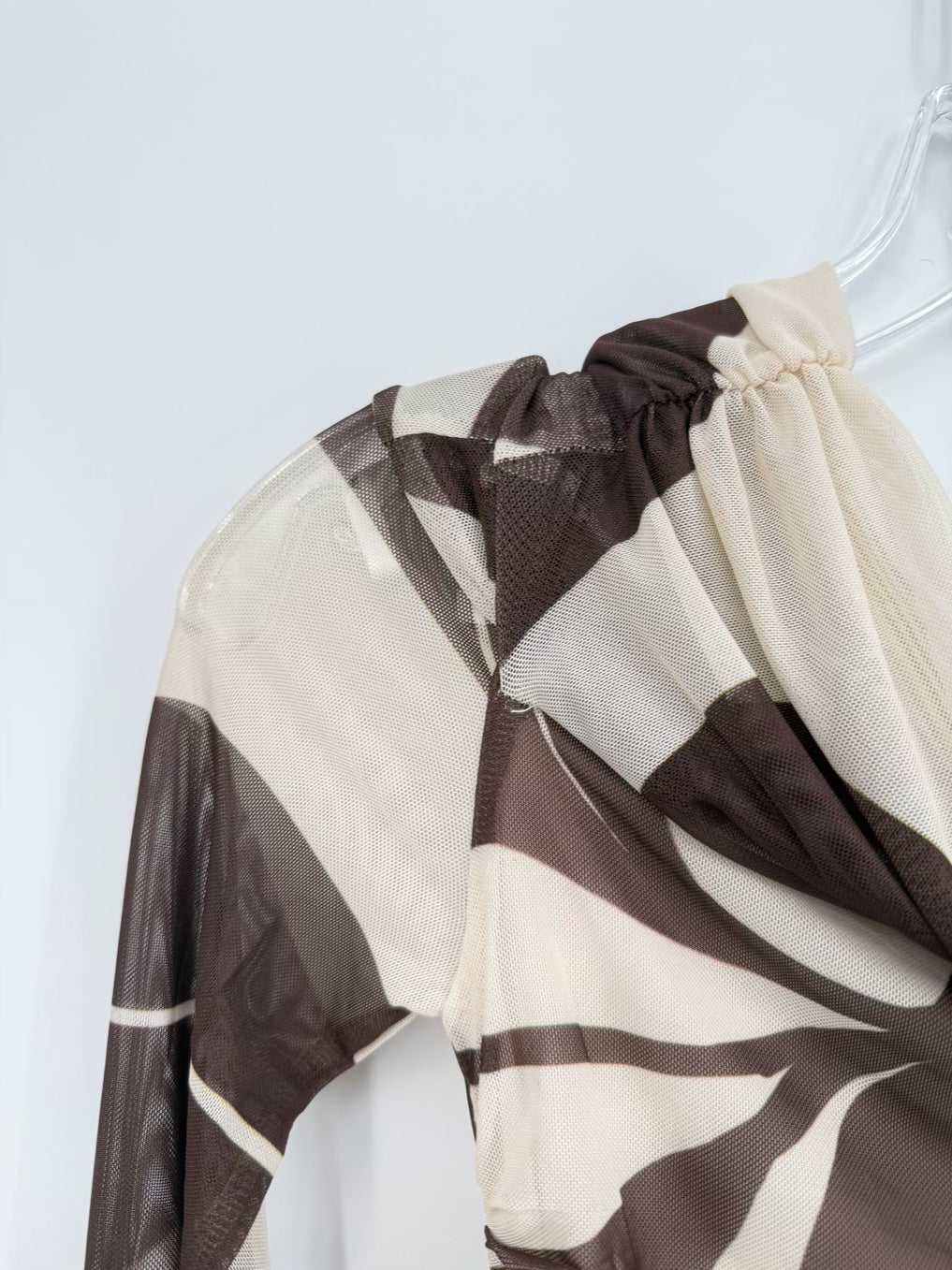 EVER NEW Size Wmn's 2 Beige & Brown Mesh Drape Collar Maxi-Dress