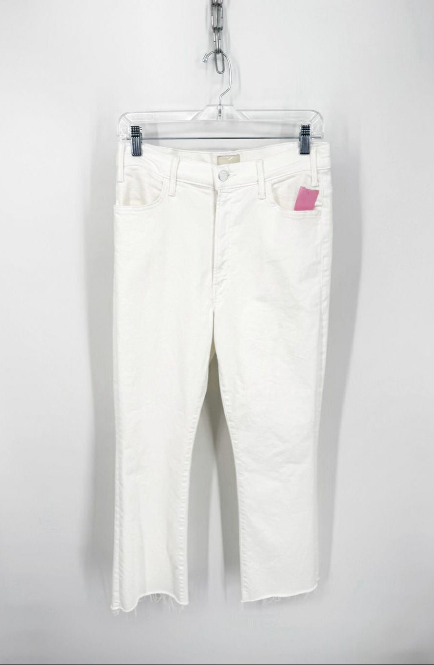 MOTHER Size 31 Cream Denim Frayed Jeans