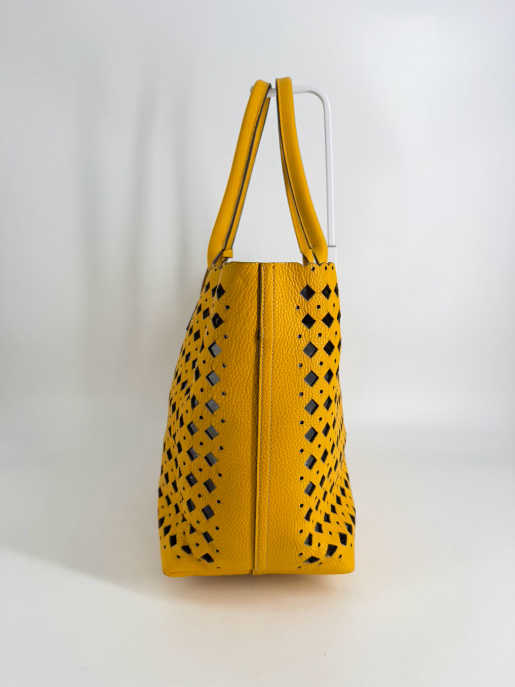 SUAREZ Yellow Leather Laser Cut Tote Bag