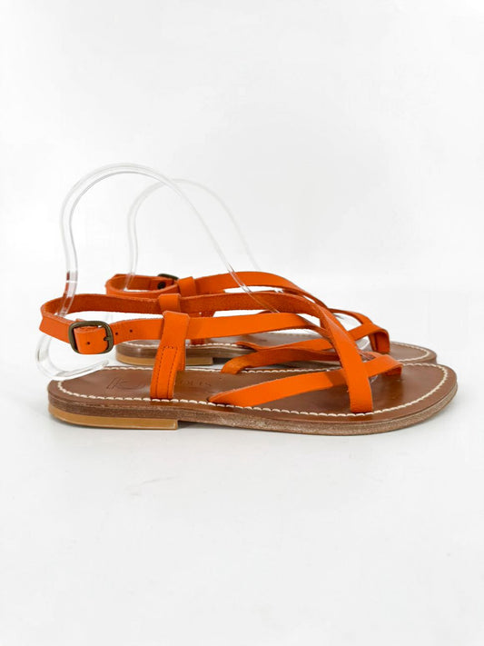 K JACQUES Size 38 Orange Leather Sandals