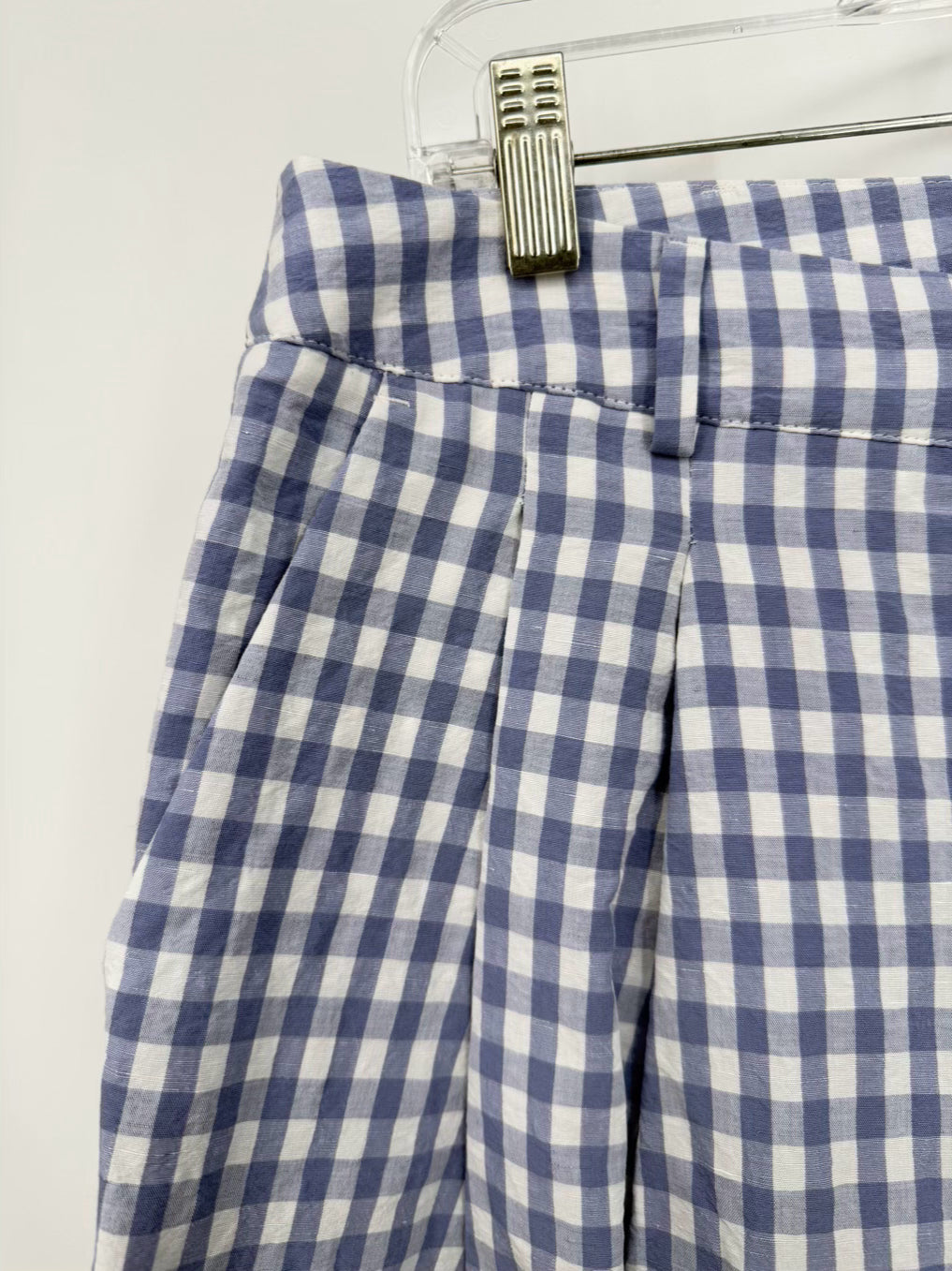 APUNTOB Wmn's Size M Blue & White Gingham Pants