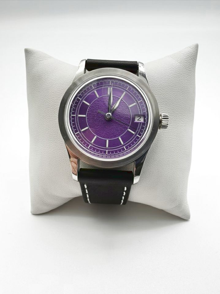BODERRY Purple Stainless Steel Leather Automatic Watch