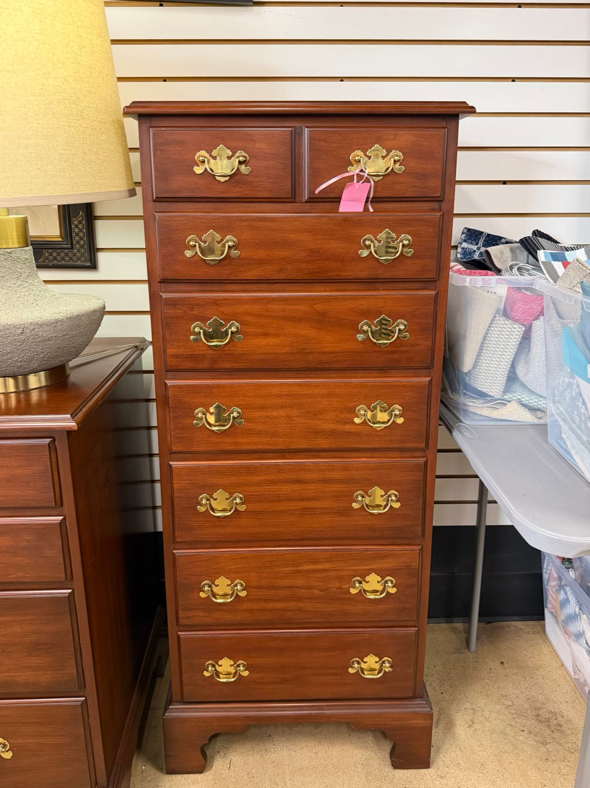 VIRGINIA GALLERIES x Henkle Harris Wild Black Cherry Brown 7 Drawer Lingerie Chest