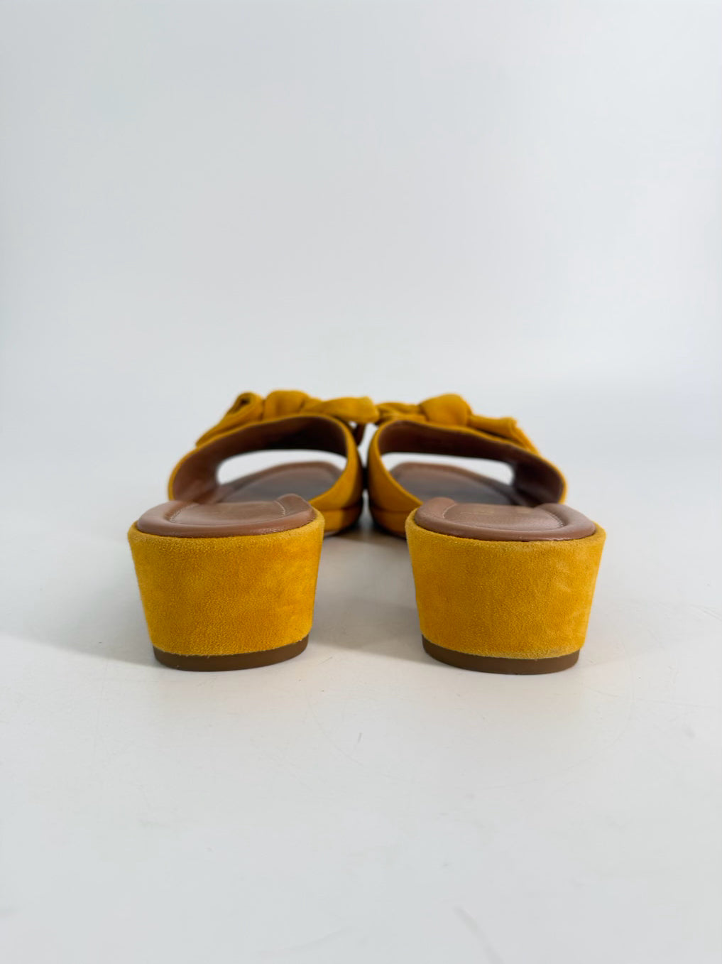 KATE SPADE Size 7.5 Mustard Leather Bow Kitten heels