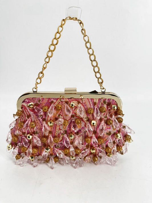 RAFE Pink & Gold Beaded Evening Bag