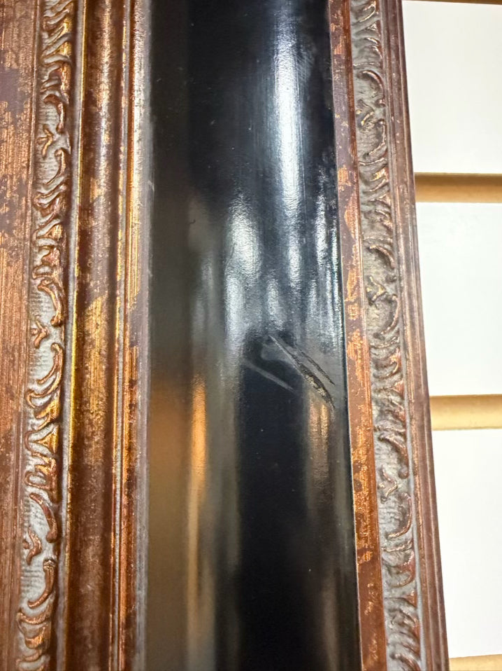 Girl With Jug Painting In Brown & Black Ornate Frame