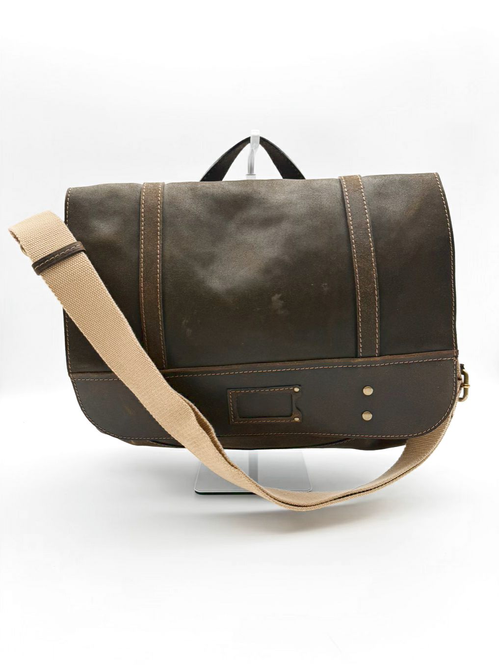 PATRICIA NASH Chocolate Moto Leather Messenger Bag NWT