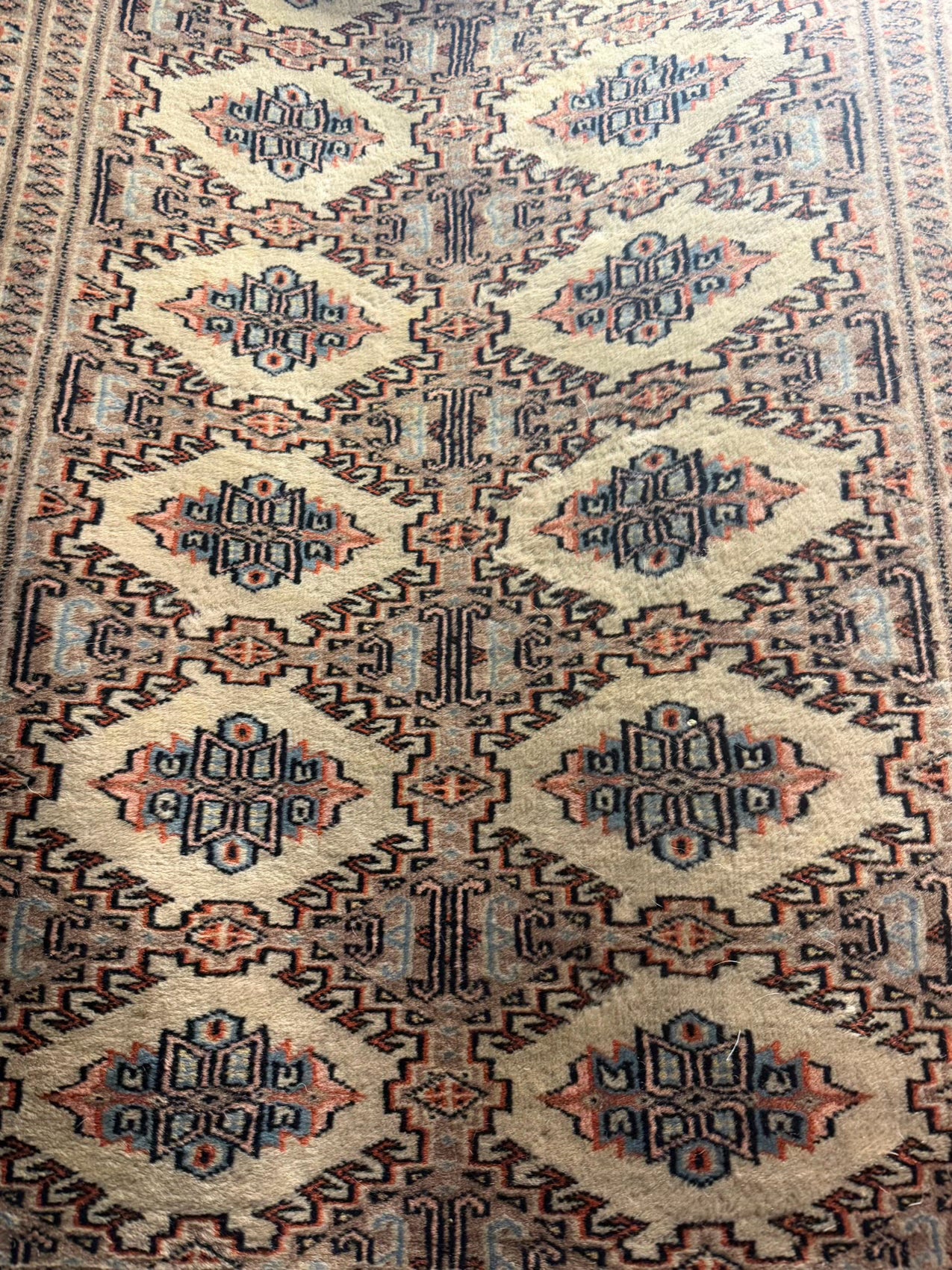 Oriental Taupe, Pink & Blue Silk Area Rug