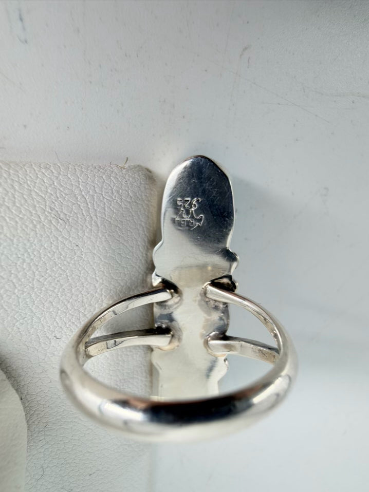 RUNNING BEAR STERLING SILVER Turquoise Look Oval Ring