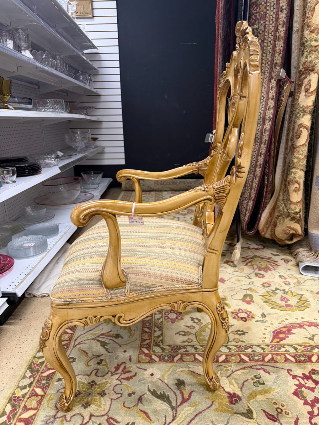 Light Resin Queen Ann Chair w/ Fabric Seat