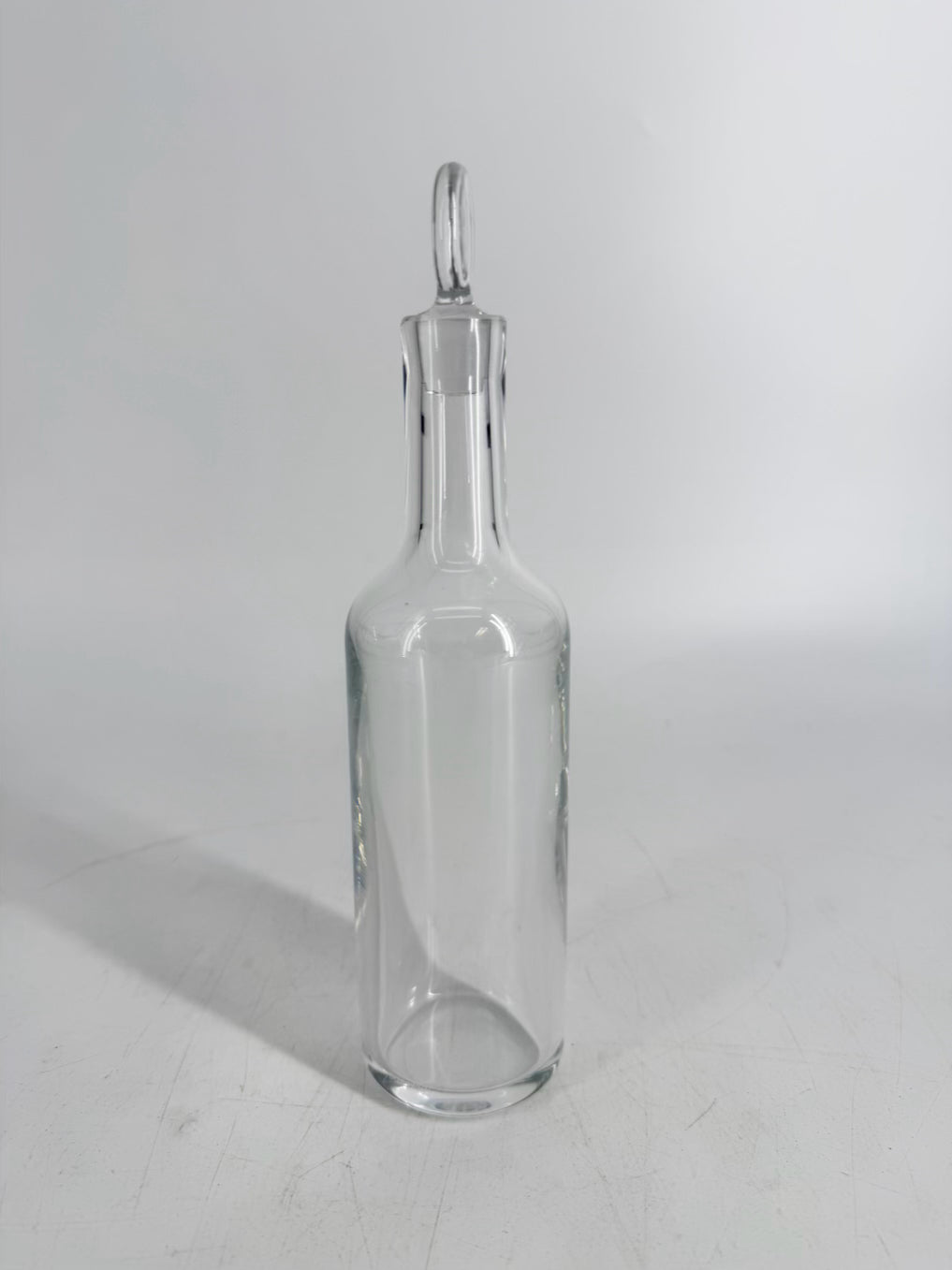 BACCARAT Clear Glass Bottle w/ Circular Stopper