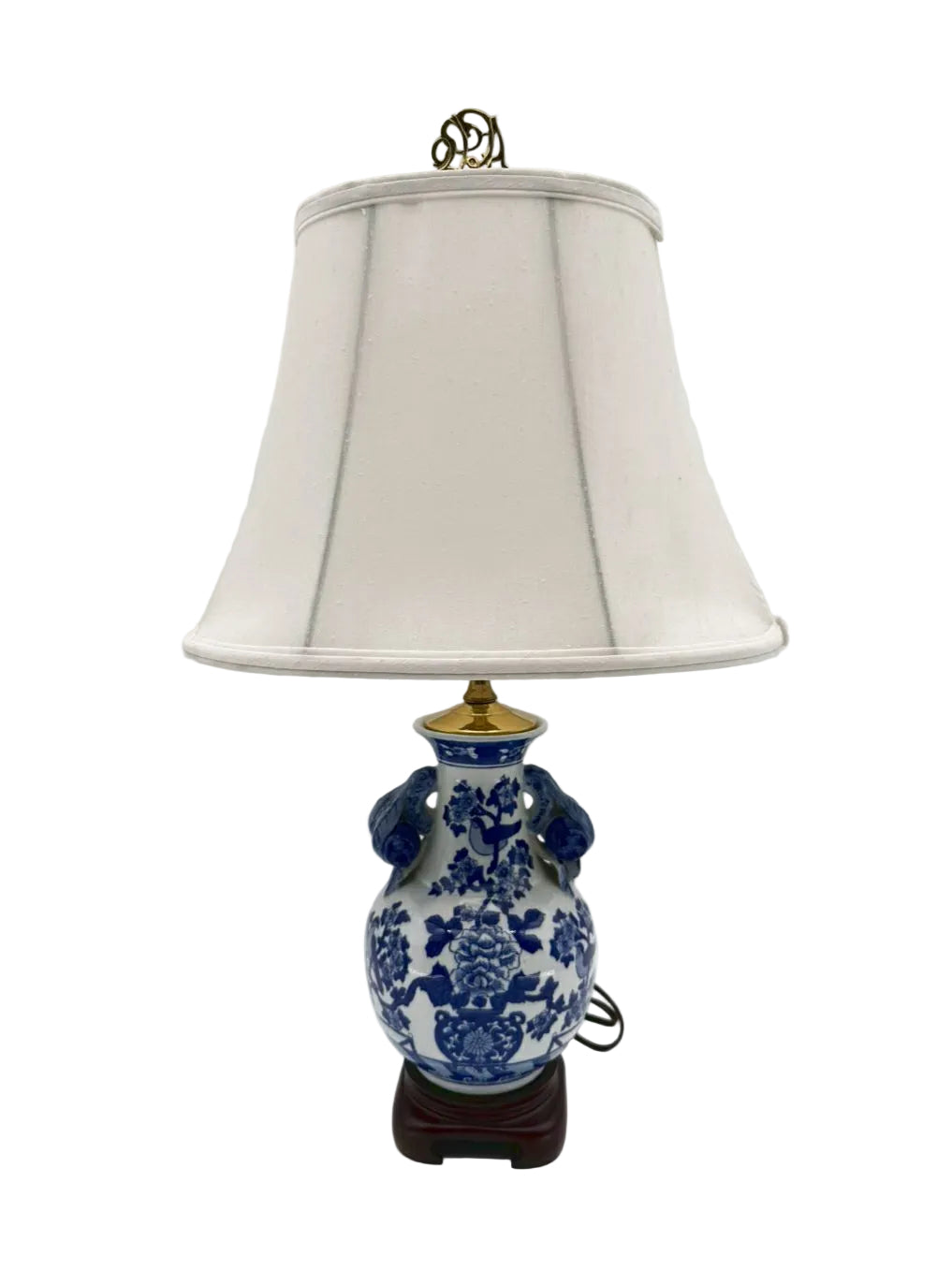 Blue & White Porcelain Lamp w/ Shade