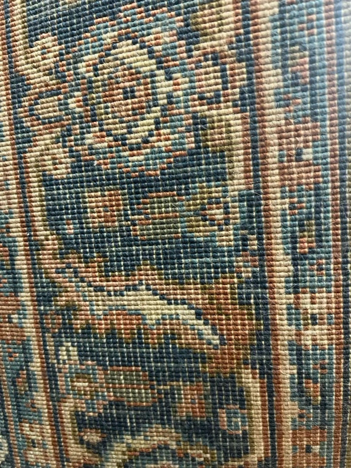 KARASTAN Rust, Blue & Cream Area Rug w/ Fringe