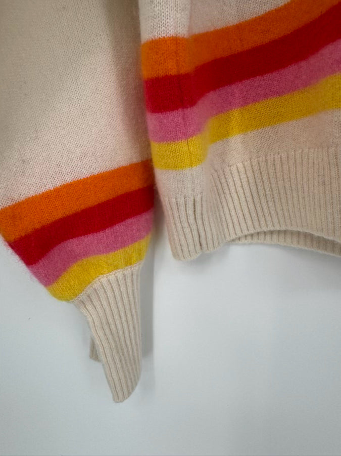 BRODIE Size M Rainbow Stripe Cashmere Sweater