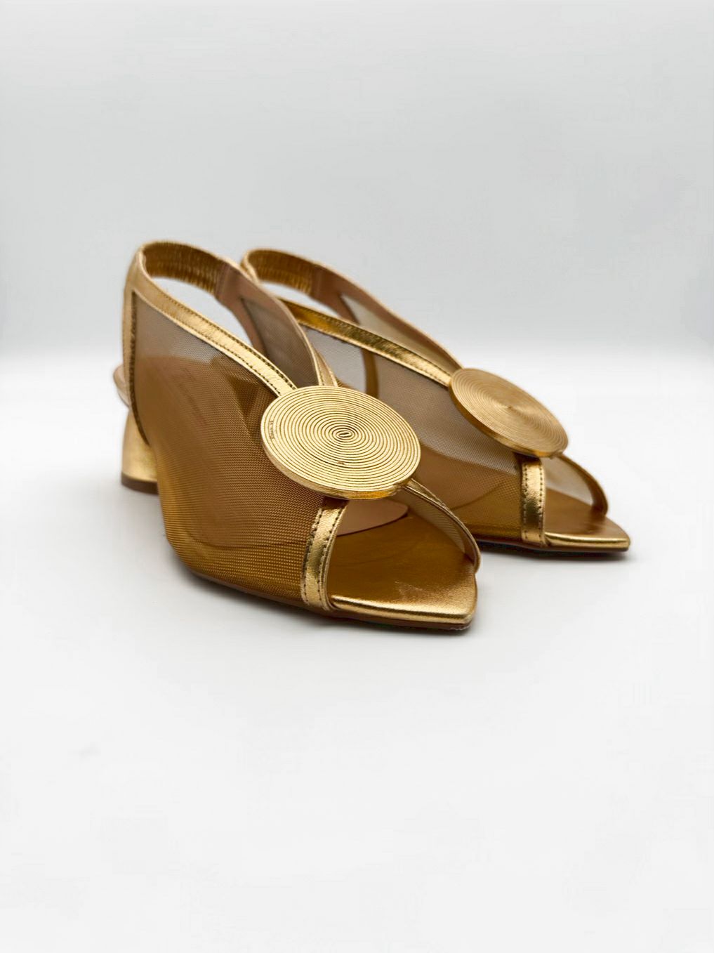 BRUNO MENEGATTI  WMNS Size 7 Gold Block Heel NWOT
