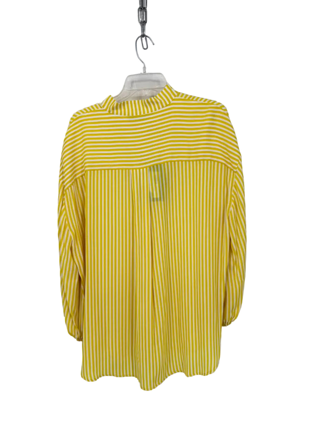 PIAZZA SEMPIONE Size 46 White & Yellow Stripe Blouse NWT
