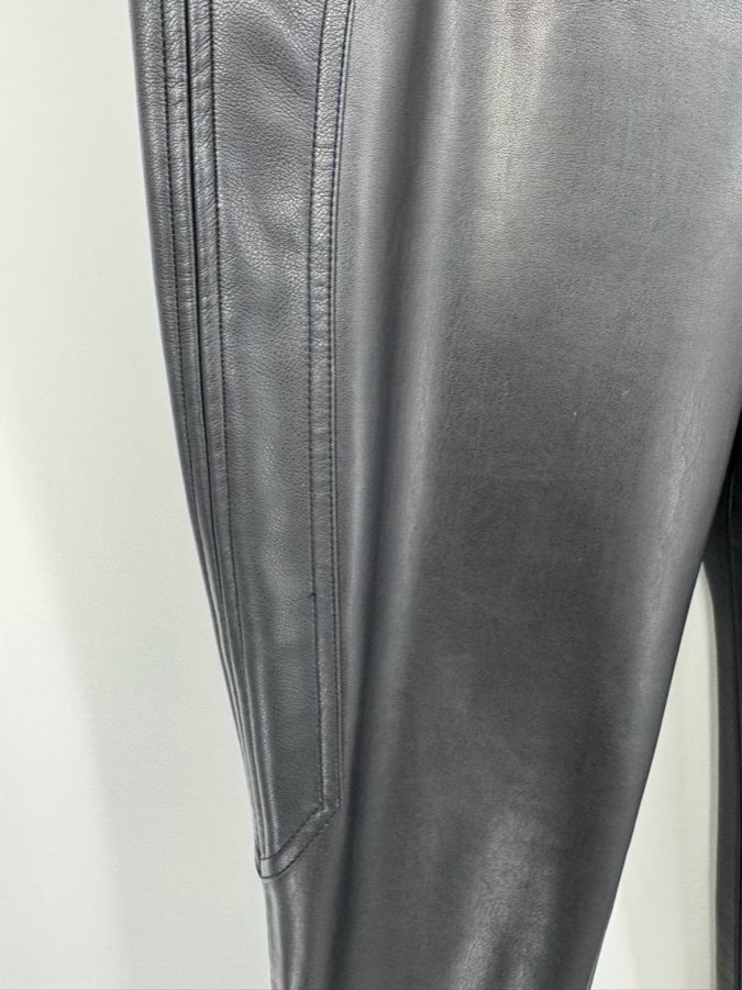 ALEXIS Size S Black Faux Leather Ruffle Pants