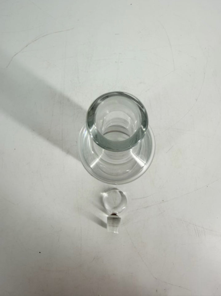 BACCARAT Clear Glass Bottle w/ Circular Stopper