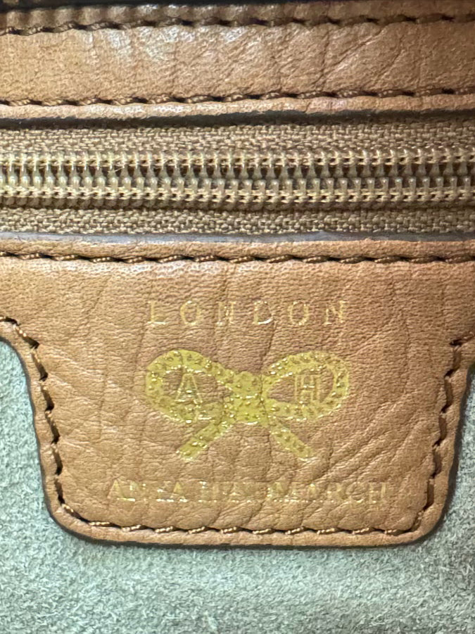 ANYA HINDMARCH Cognac Leather Bow Detail Purse