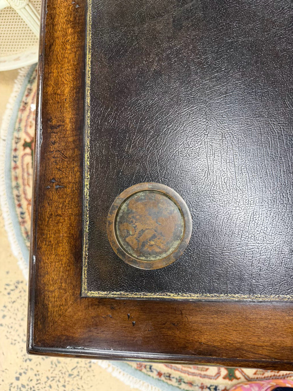 MAITLAND SMITH Wood Game Table w/ Leather Top