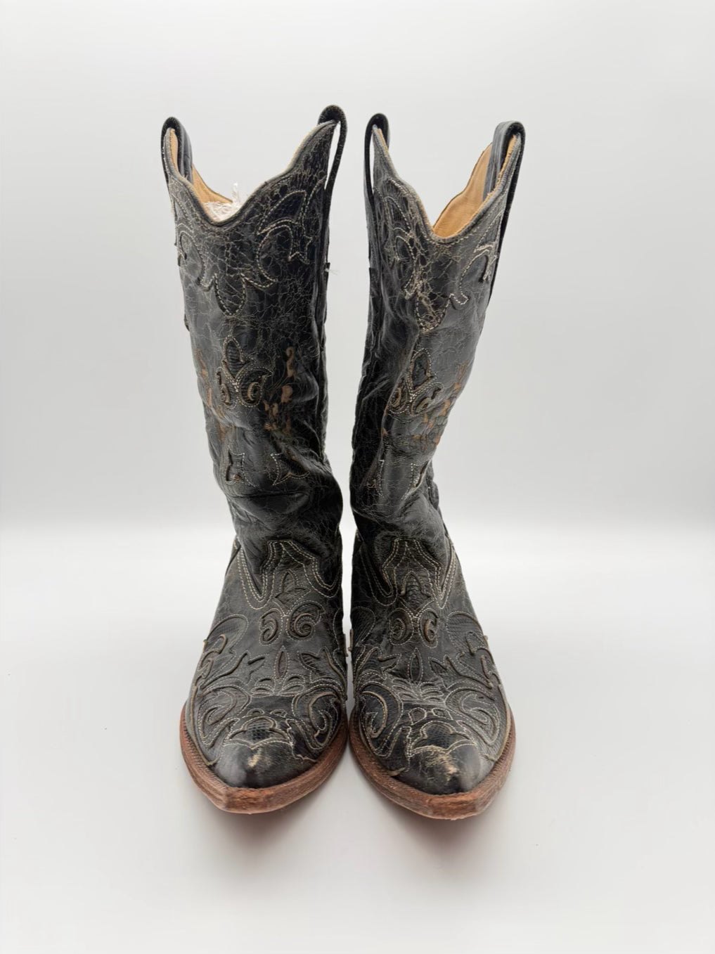 CORRAL WMNS Size 8.5 Black Leather Distressed Boots