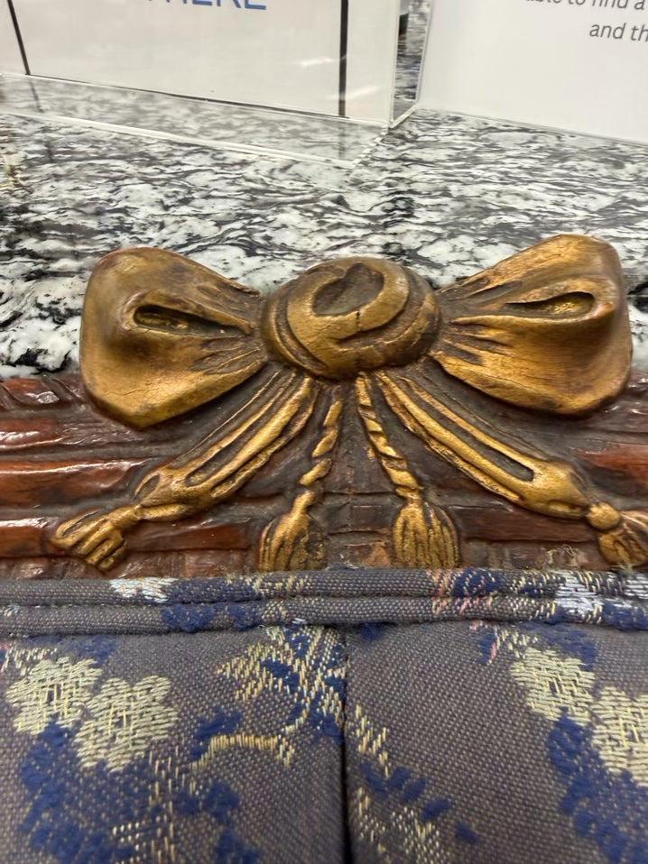 HOLLYWOOD REGENCY Blue, Yellow & Pink Carved Barrel Back Chair