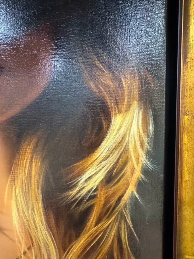 MAURO J. YRIGOYEN Lady in Hat Painting in Black Frame