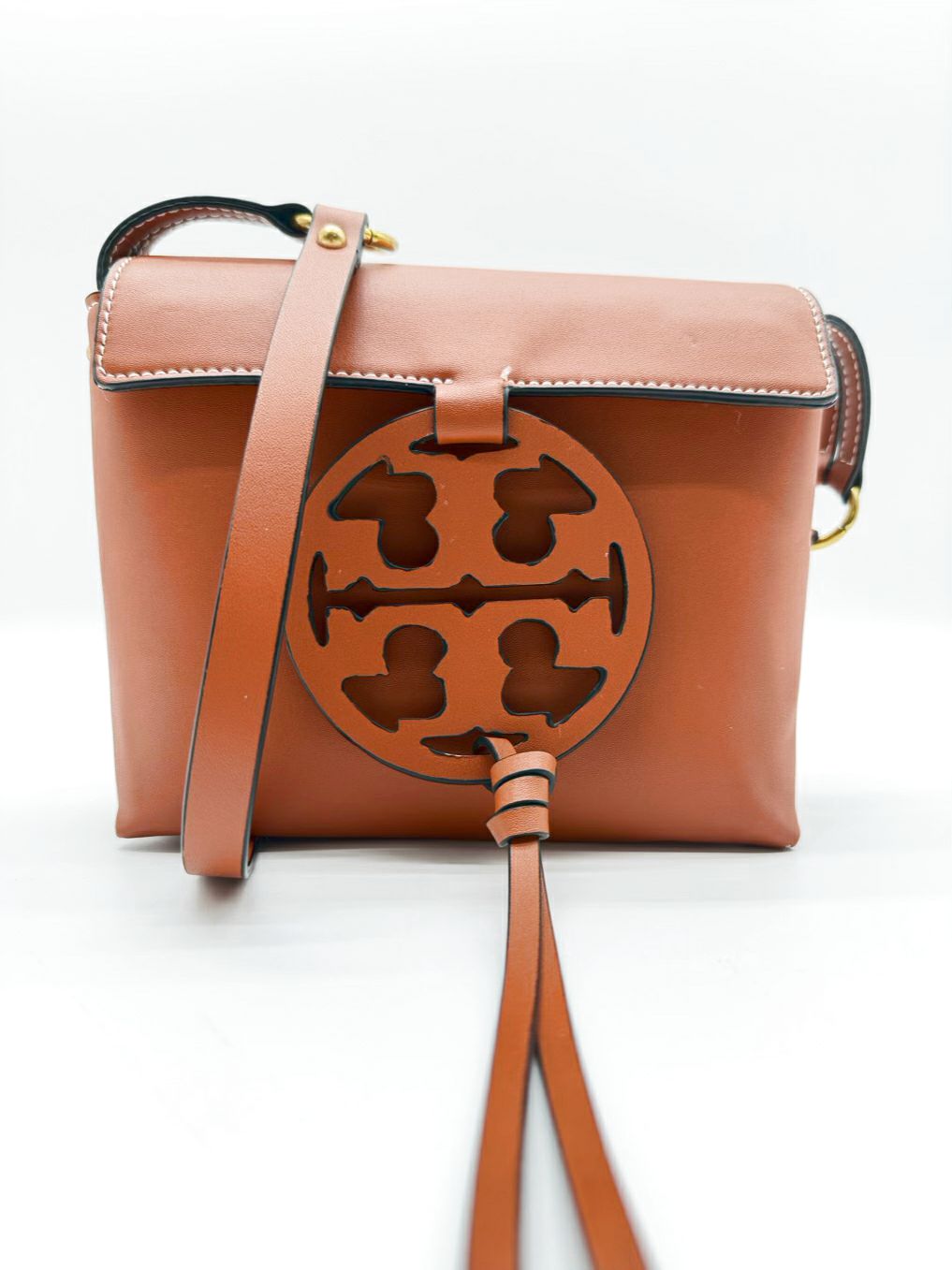 TORY BURCH Miller Chestnut Leather Crossbody Bag