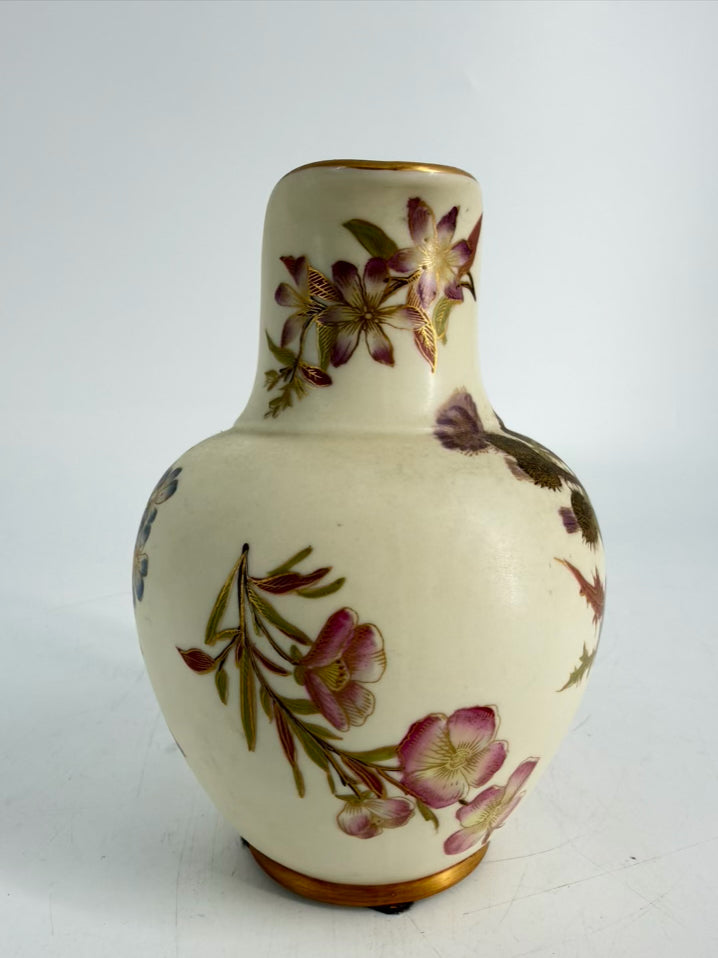 ROYAL WORCESTER Cream, Pink & Green Flatback Pitcher