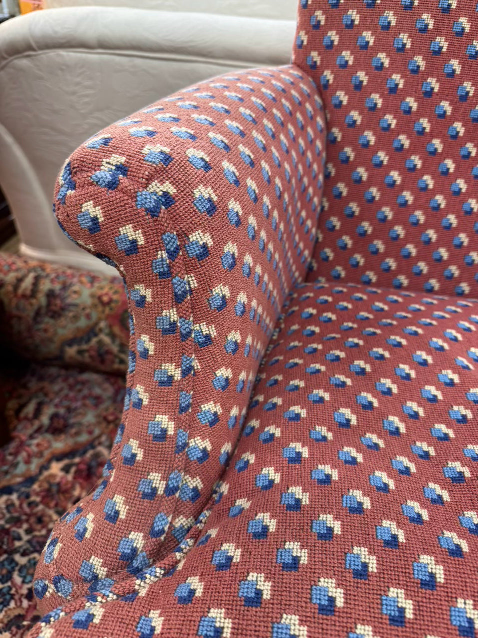 Red & Blue Queen Ann Pair of Chairs