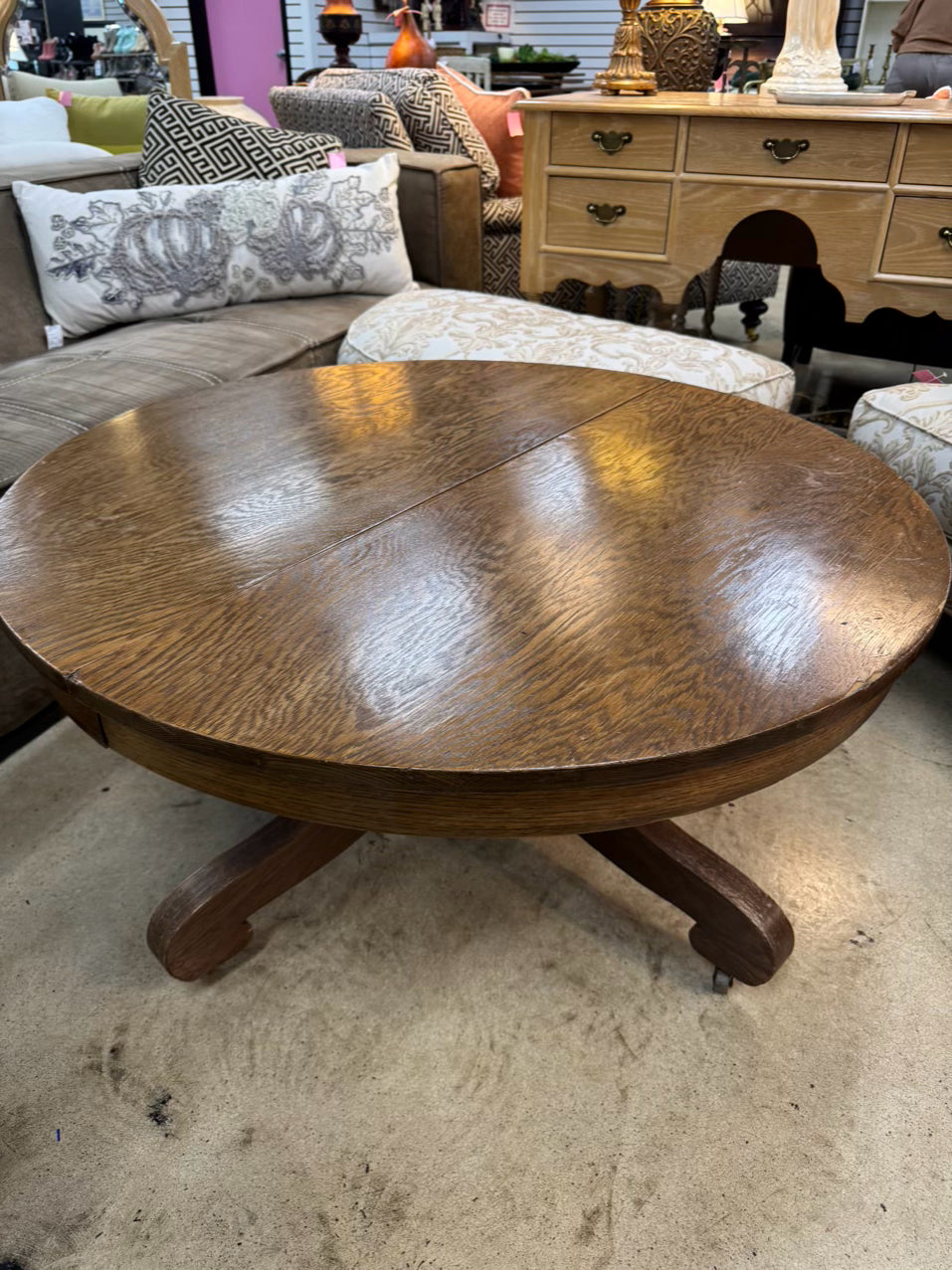 ANTIQUE Oak Round Coffee Table