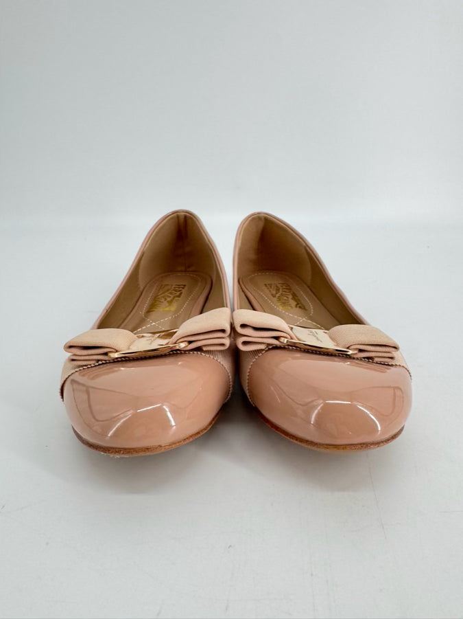FERRAGAMO Size 7 Camel Leather Flats