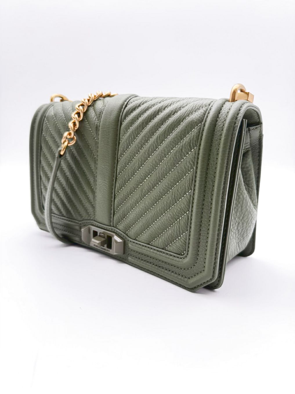REBECCA MINKOFF Olive Chevron Leather Crossbody Bag