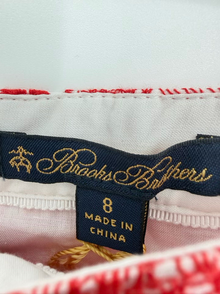 BROOKS BROTHERS Size 8 Red & Cream Embroidered Eyelet Detail Skirt NWT