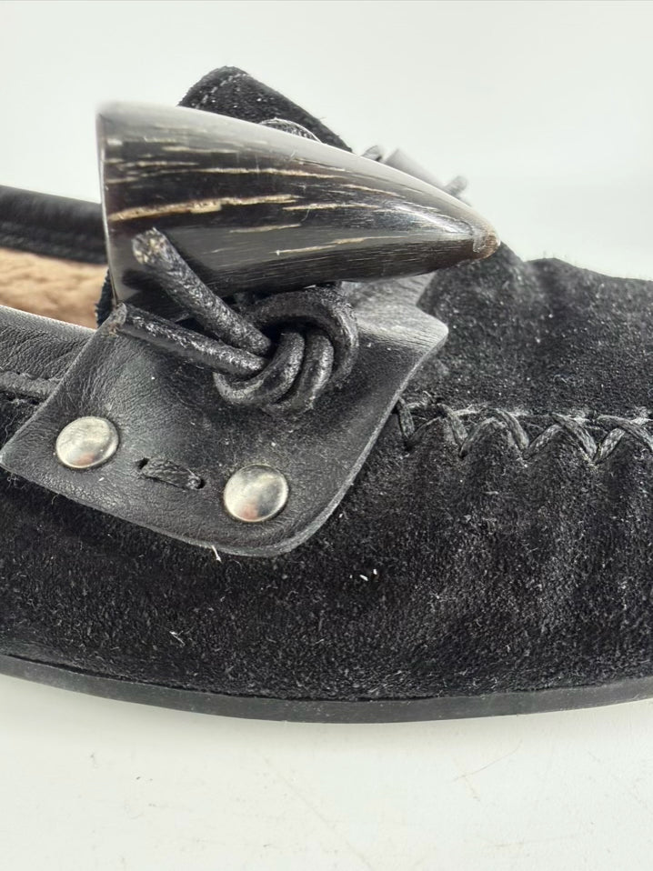 SALVATORE FERRAGAMO Size 9.5 Black Leather Flats