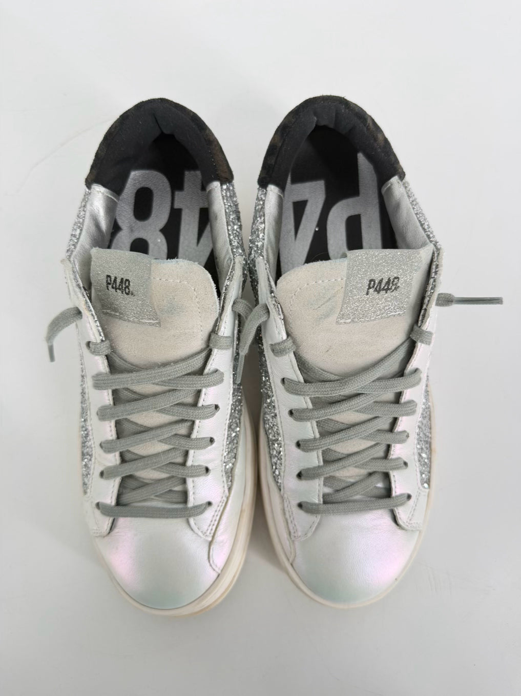 P448 Size 38 Silver Sparkle Casual Shoes NWOT