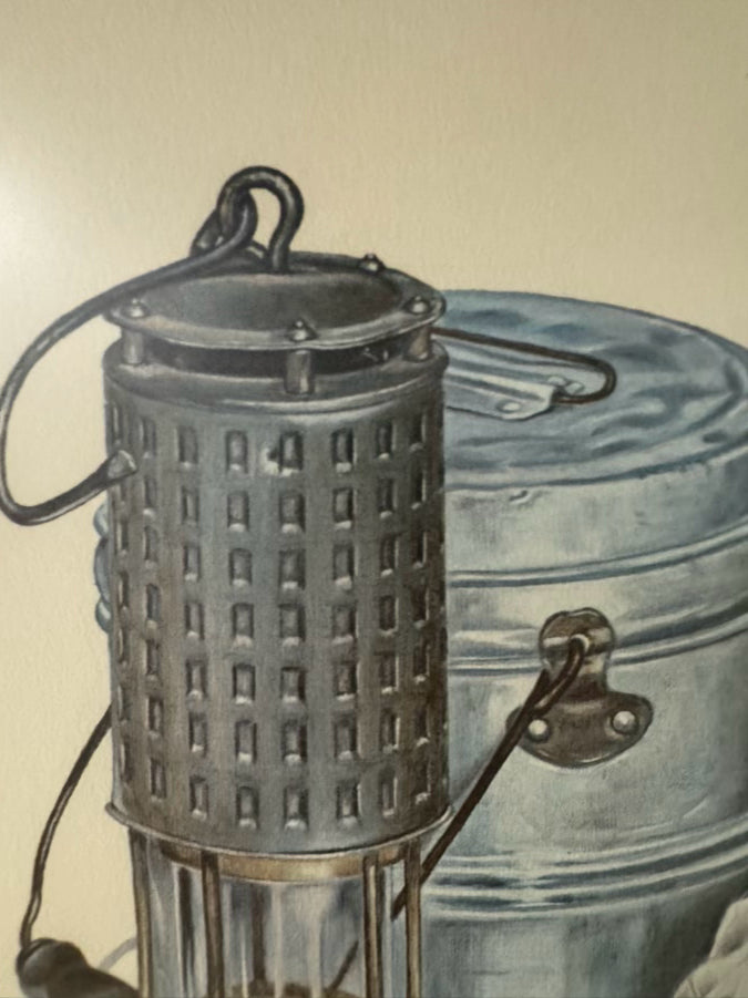 C. DON ENSOR "Coal Miners Gear" Print in Silver Frame