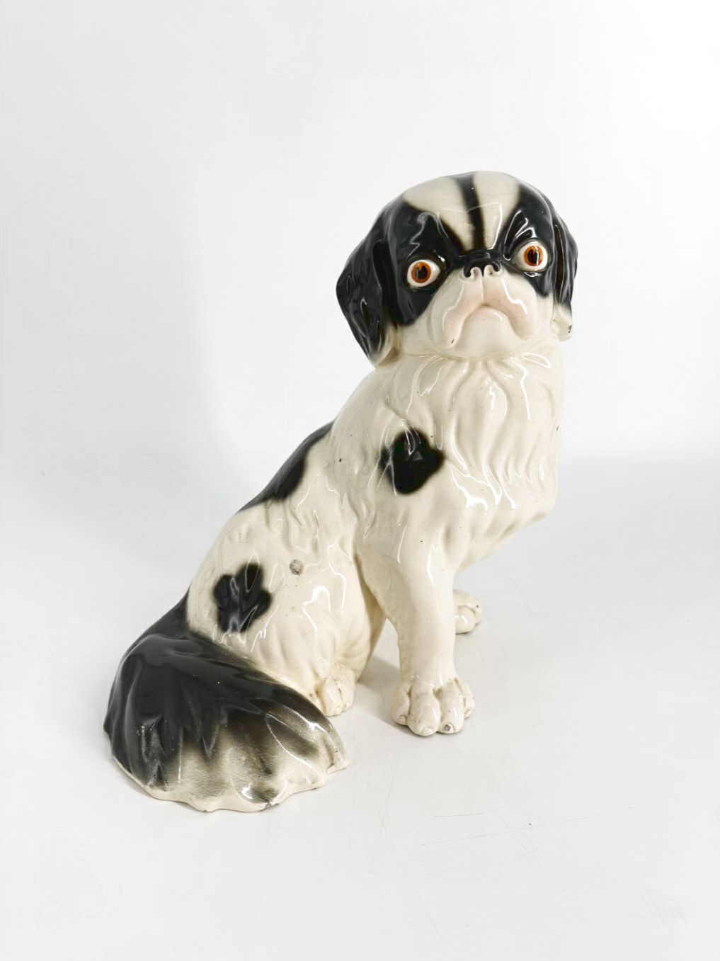 Black & White Ceramic Dog Figure