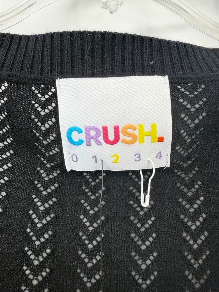 CRUSH Wmn's Size S Black Pointelle Cotton, Silk & Cashmere Cardigan NWT