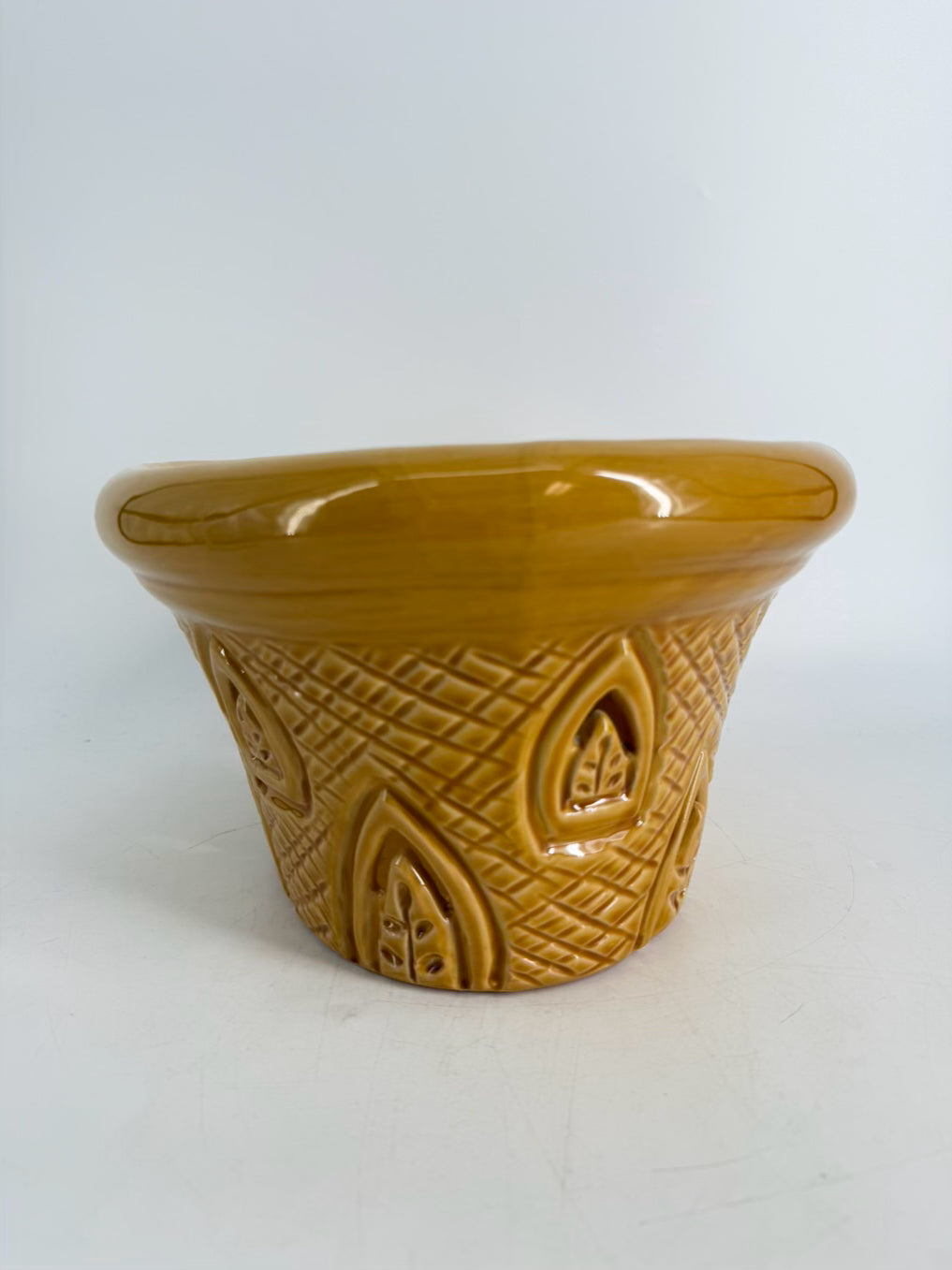 VIETRI Gold Pottery Oval Planter w/ Cutout Design