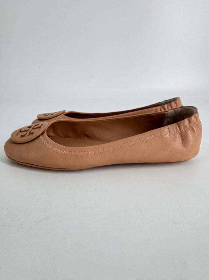 TORY BURCH Size 8 Nude Leather Flats