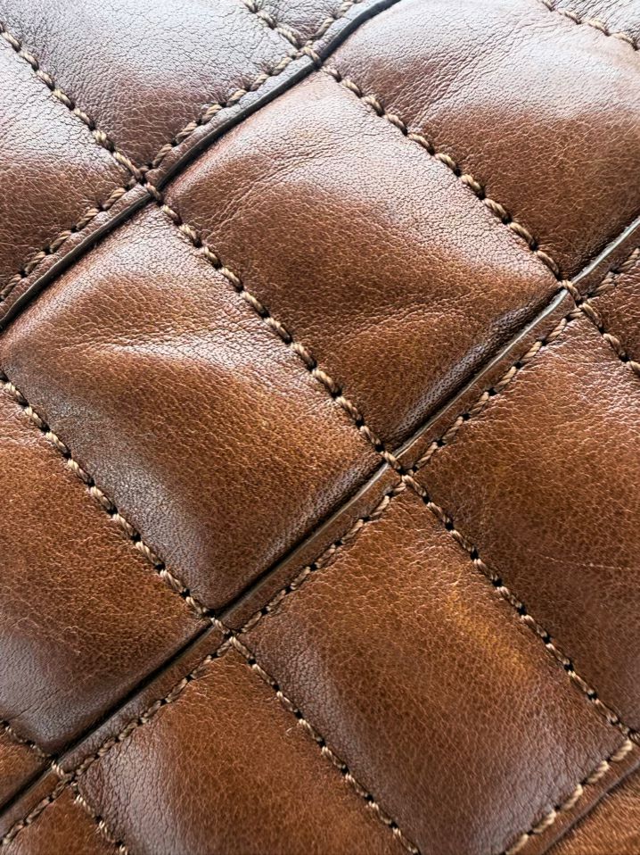 TORY BURCH Cognac Leather Quilted Purse