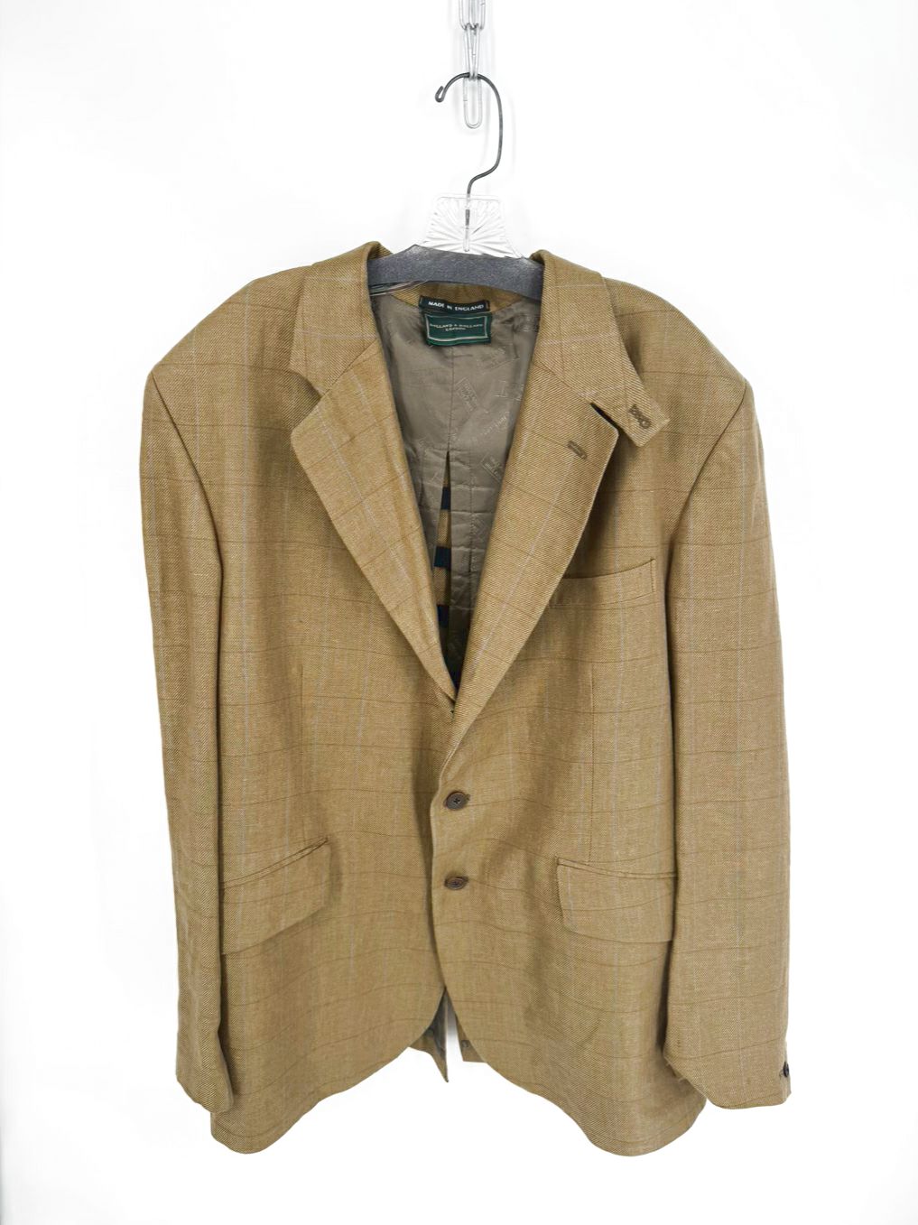 VINTAGE HOLLAND & HOLLAND Men's Size 48 Olive Linen Sport Coat