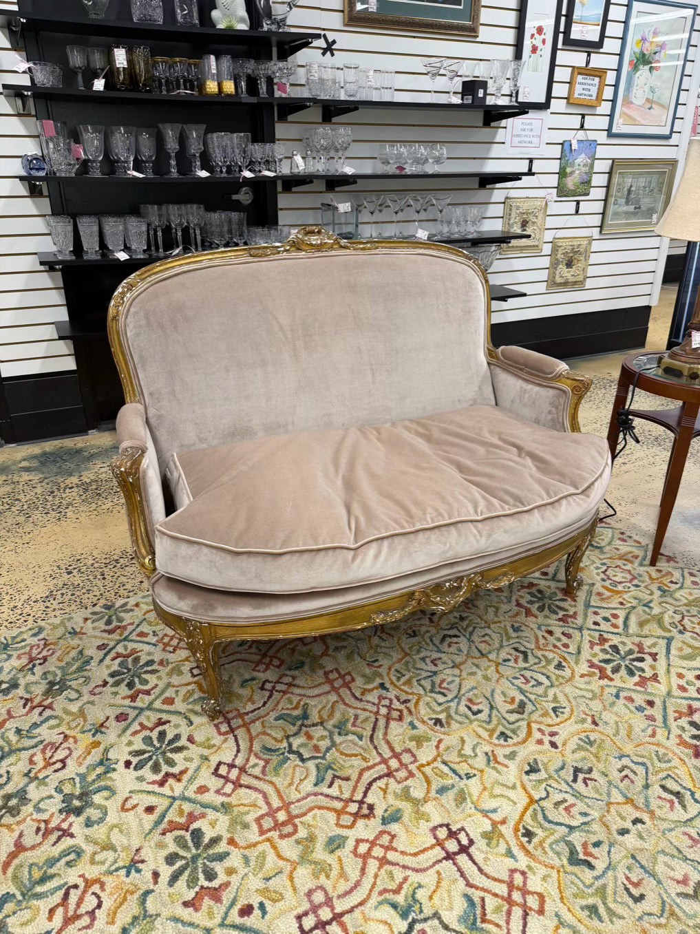 Gold French Louis XV Wood Carved Sofa