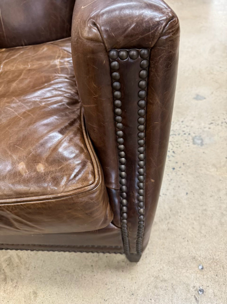 RESTORATION HARDWARE Brown Leather Nailhead Chair