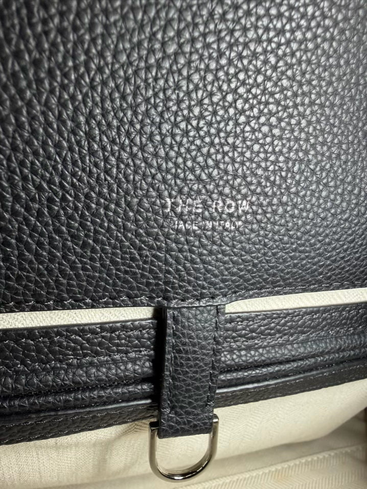 THE ROW Margaux 15 Bag Black Pebbled Leather w/ Silver Hardware