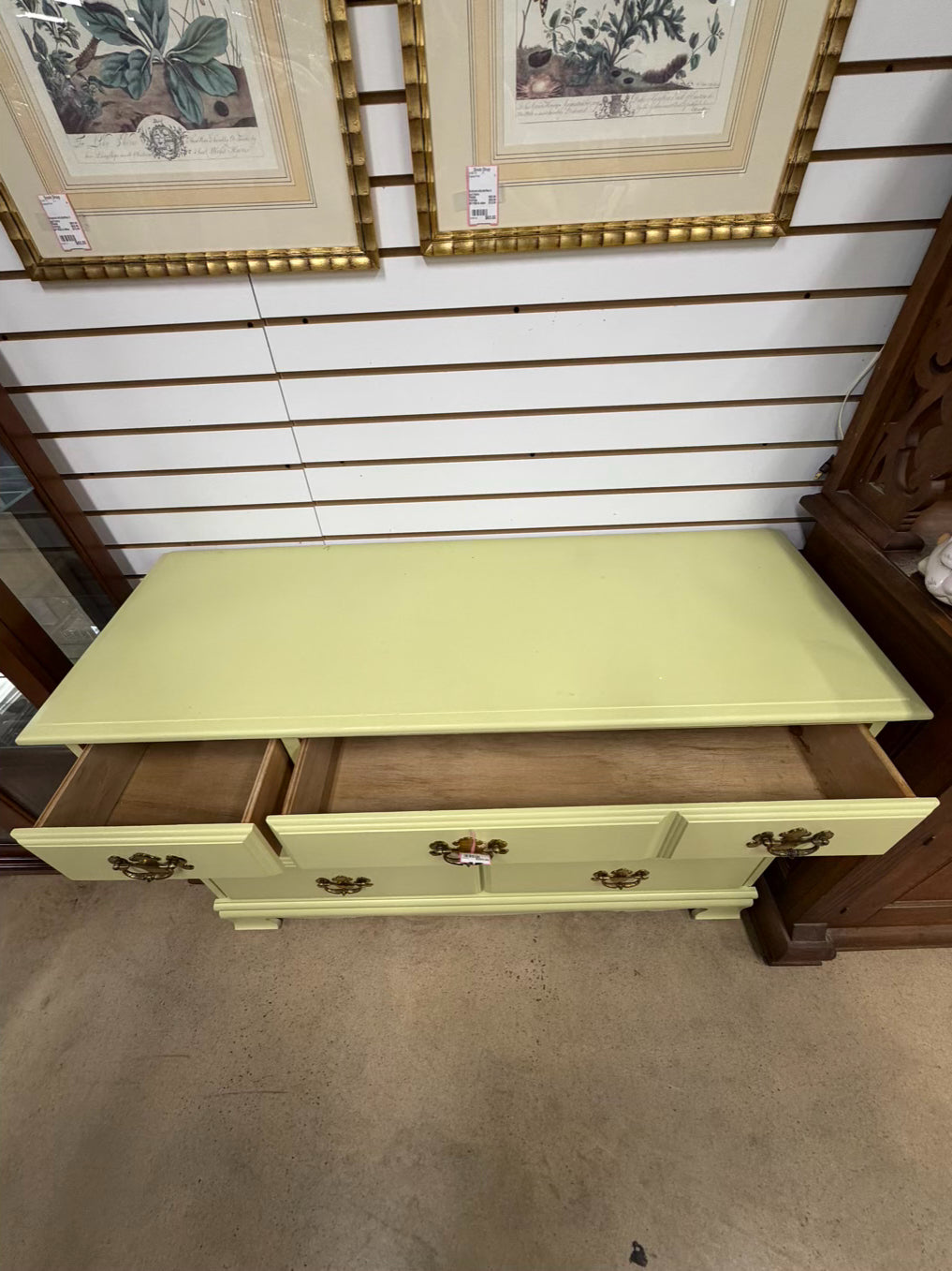 VINTAGE Yellow Painted Wood Dresser