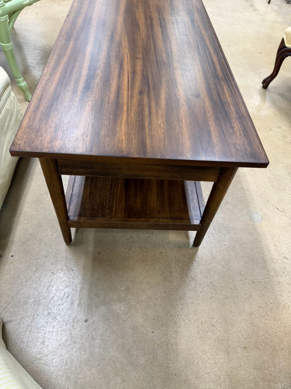 Dark Wood Mid Century Look Coffee Table w/ 2 Drawers