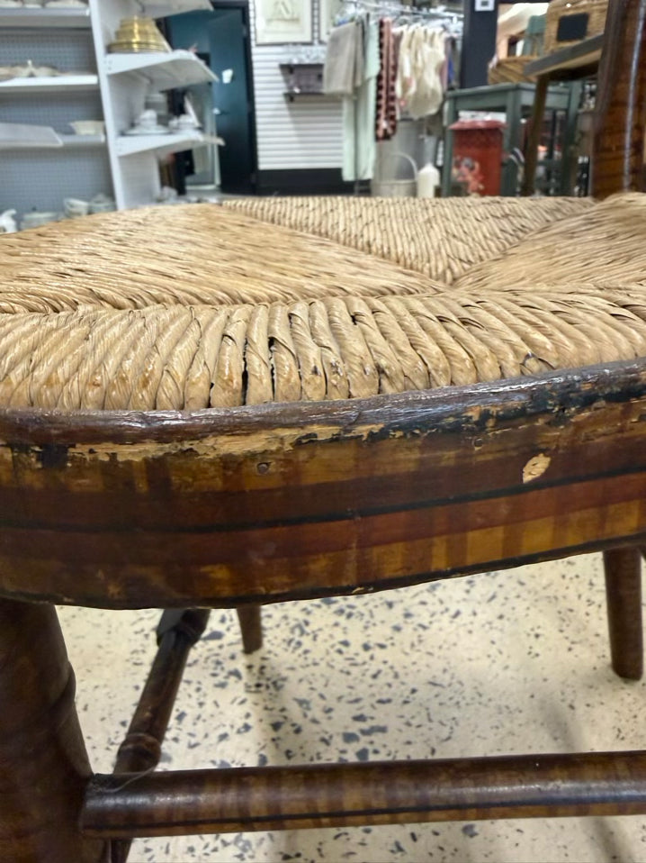 ANTIQUE Wood Desk Chair w/ Rush Seat