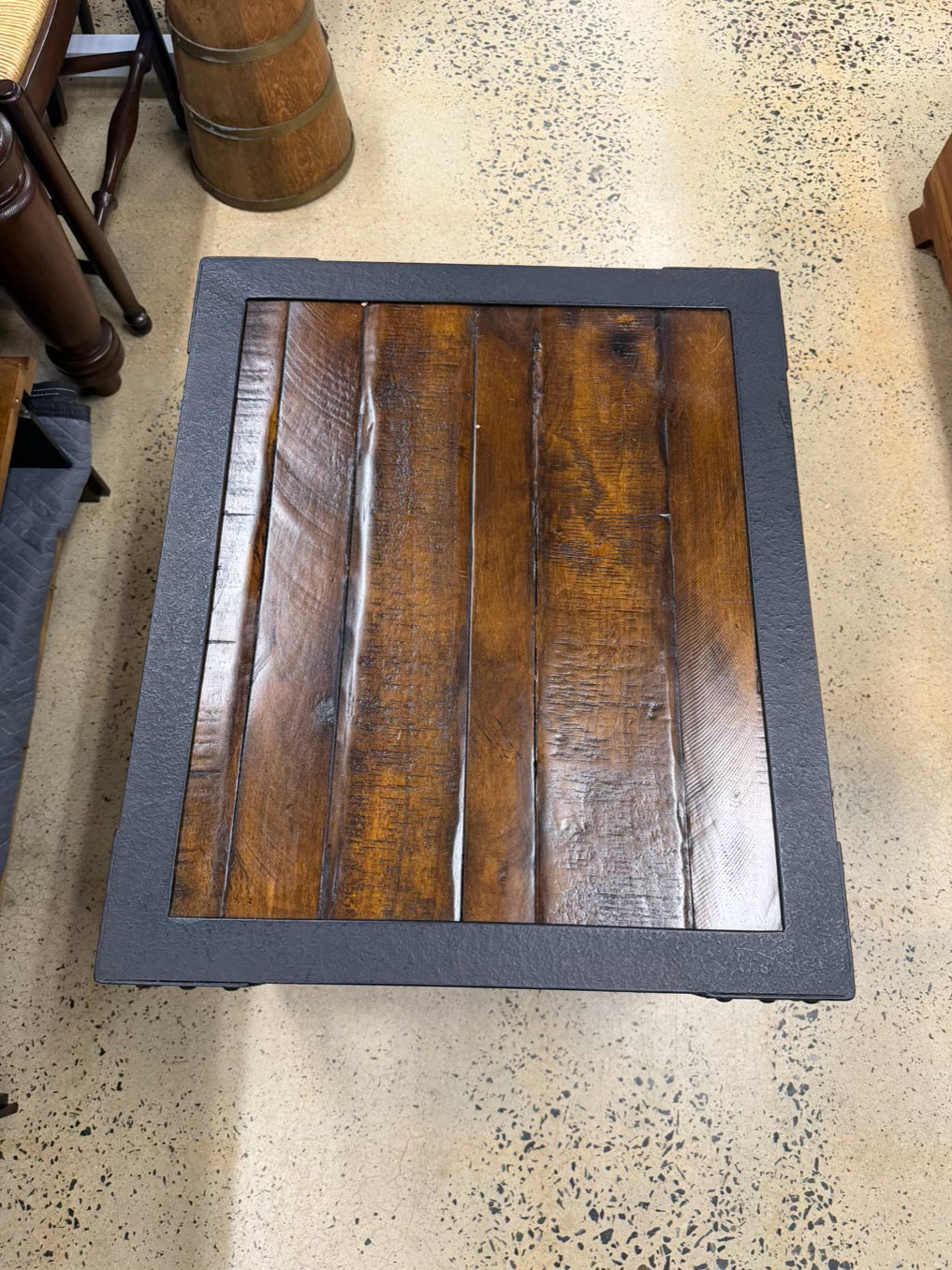 Brown & Black Wood & Metal Industrial Look End Table